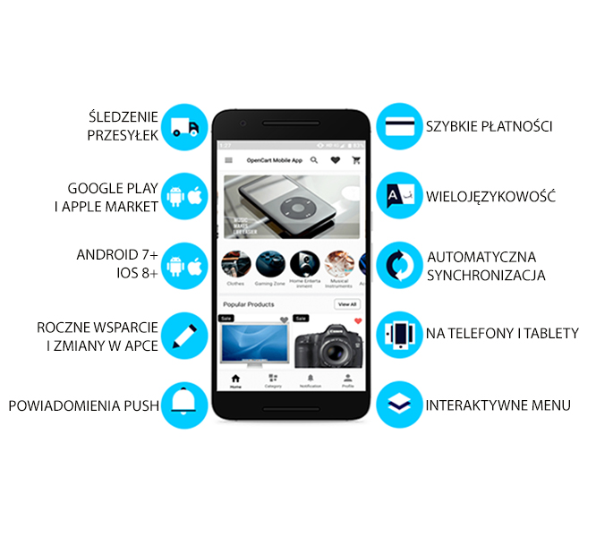 możliwości i funkcje projektowanych aplikacji mobilnych sklepów opencart woocommerce prestashop z wirtualną rzeczywistością AR IA